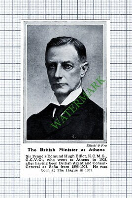 Sir Francis Edmund Elliot British Minister Athens - 1915 Cutting