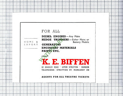K E Biffen Swindon Advert - 1951 Cutting