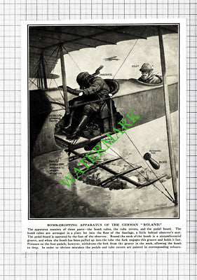 German Roland Bomb Dropping World War One WW1 - 1916 Cutting