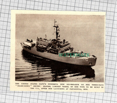 C3203) US Navy Ice Breaker GLACIER After Launch At Pascagoula - 1955 Clip
