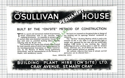 C2693) The O'Sullivan Permanent House St Mary Cray Advert - 1948 Cutting
