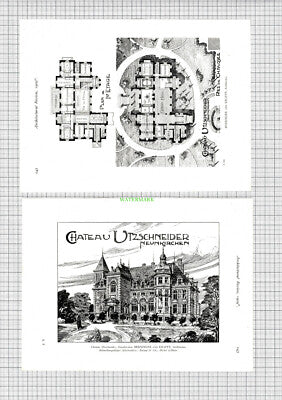 Chateau UTZSCHEIDER Neunkirchen Berninger & Krafft - 2 Page Book Print - 1909