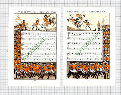 The Brave Old Grand Old Duke Of York Nursery Rhyme - c.1950s Print / Cutting