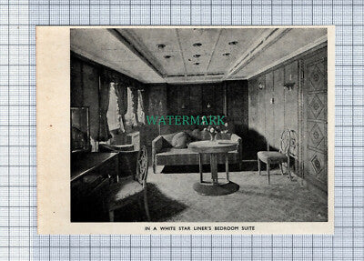C4113) Bedroom Suite of a White Star Liner - 1950s Cutting