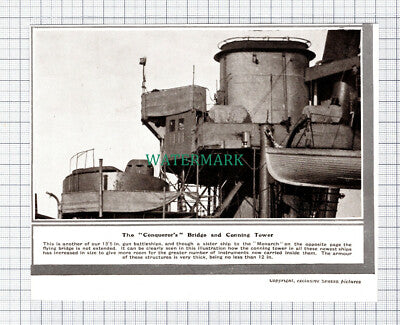 C5923) Ship The CONQUEROR Bridge & Conning Tower - 1913 Cutting