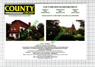 Marden Kent Oasthouse House Sale Advert - 1988 Cutting