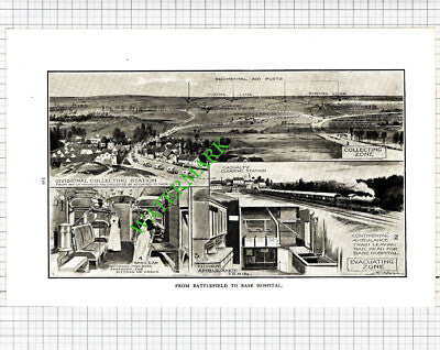 Wounded Battlefield Base Hospital World War One WW1 - 1916 Cutting/ Print