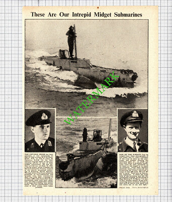 Lt BCG Place Lt D Cameron HM Midget Submarine X6 X7 Tirpitz - 1944 Cutting
