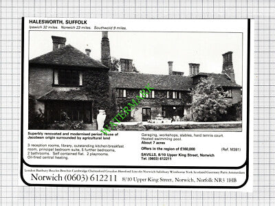 Halesworth Suffolk House Sale Advert - 1980 Cutting
