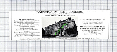 Frome House Frome St Quintin House Sale Advert - 1966 Cutting