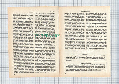 C4282) Teddy Kollek Mayor of Jerusalem Vintage Magazine Article From 1985