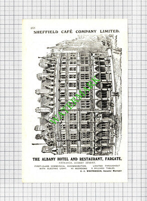 Ernest G Denner / Albany Hotel Sheffield CJ Whitehead Advert - 1908 Cutting