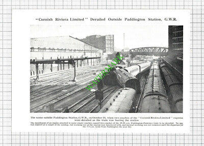 Paddington Railway Station GWR Cornish Riviera Derailed - 1940's Cutting