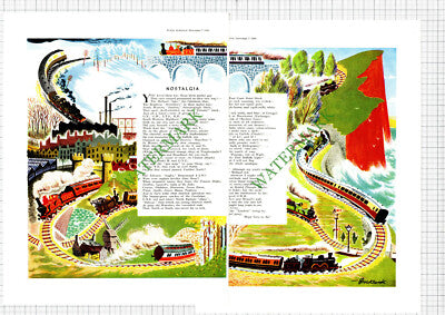 Railway Train Locomotive Poem Brockbank - 1949 2-Part Cutting