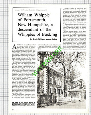 William Whipple Portsmouth New Hampshire Bocking Essex - 1976 Article