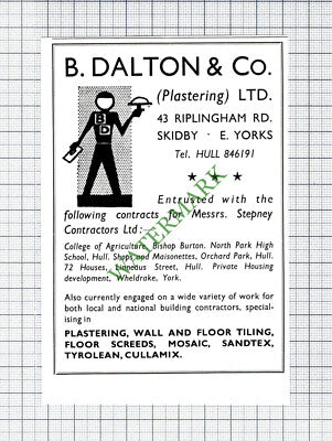 B Dalton & Co Plastering Ltd A Skidby Advert - 1967 Cutting