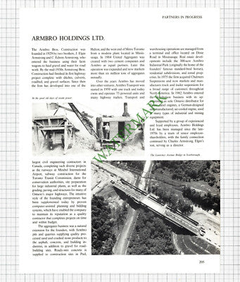 Brampton Canada H T Wilson Insurance / Armbro Holdings Armstrong - 1980s Article