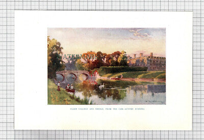 C7677) Clare College Cambridge - 1916 Print