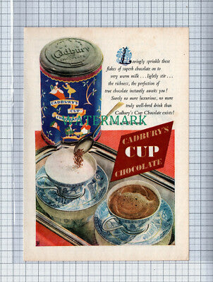 C4286) Cadbury's Cup Chocolate - SMALL Magazine Advert 1953