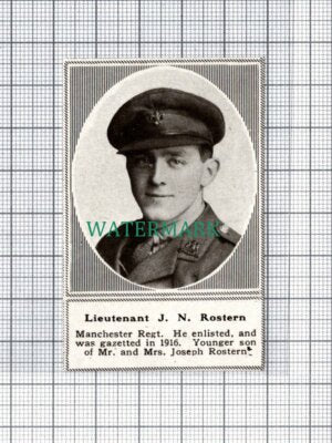C5235) Lt J N Rostern Manchester Regiment Joseph - 1918 SMALL Clip
