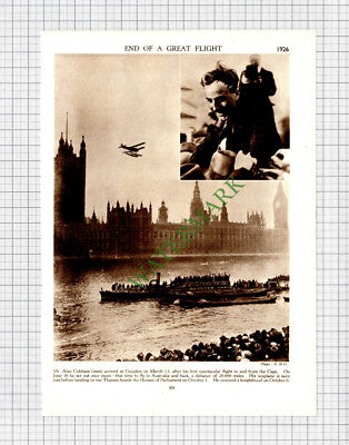 9199) Mr Alan Cobham Seaplane Flight - 1930s Cutting / Print