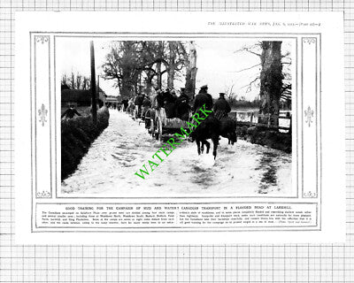 Canadian Troops Salibury Plain Larkhill Training WW1 - 1915 Cutting / Print