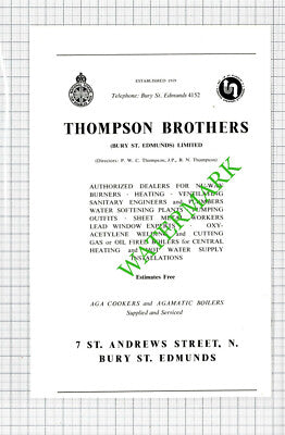 Suffolk Hotel Bury St Edmunds / Thompson Brothers Advert - 1964 Cutting