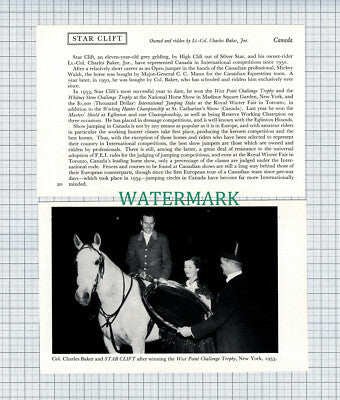 C4737) Star Clift Horse Col Charles Baker Jnr Canada - 1950s 2-Part Clip