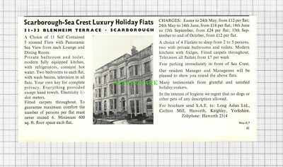 C6474) Sea Crest Blenheim Terrace Scarborough Advert - 1969 Cutting