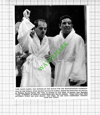 Carl Olson Boxing Randolph Turpin - 1953 Small Cutting