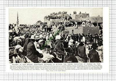 New Mexico Pueblo De Taos Indian Festivities - c.1920s Cutting / Print
