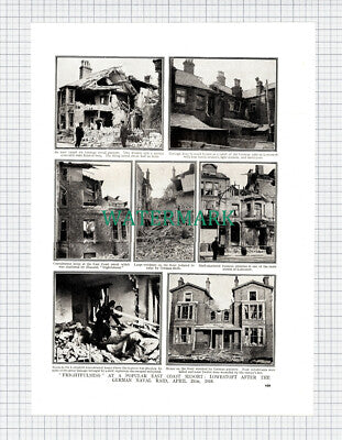 X760) Lowestoft German Naval Raid Bombardment 1916 - 1919