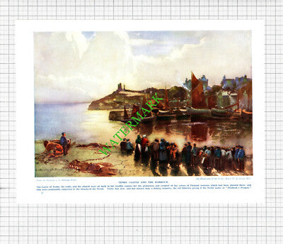 Tenby Castle and Harbour Burleigh Bruhl - 1920s Print
