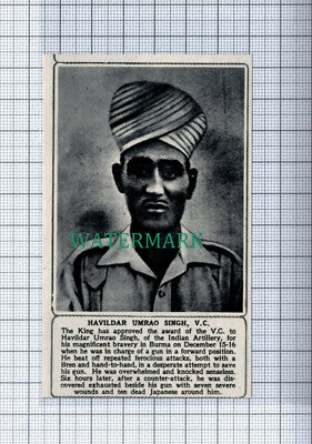 C4935) Havildar Umrao Singh VC Indian Artillery Burma - 1945 Clip
