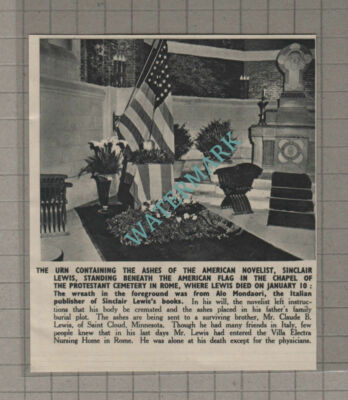 C3237) Sinclair Lewis American Novelist Rome Cemetery - 1951 Clip