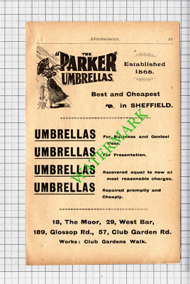 Parker Umbrellas Sheffield Small Advert - 1905 Cutting