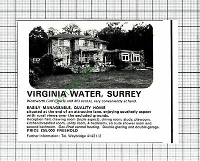 Wentworth Golf Course Virginia Water House Advert - 1977 Cutting