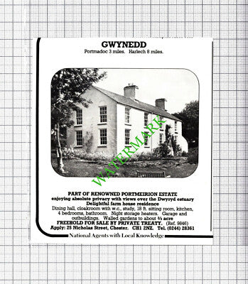 Gwynedd Portmeirion Estate Portmadoc House Sale Advert - 1980 Cutting