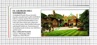 St Georges Hill Weybridge House Sale Advert - 1991 Cutting