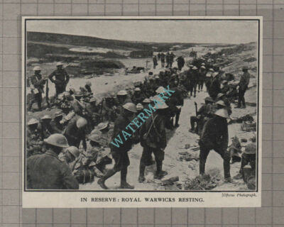 C3876) Royal Warwicks Resting World War One WW1 -1916 Clip