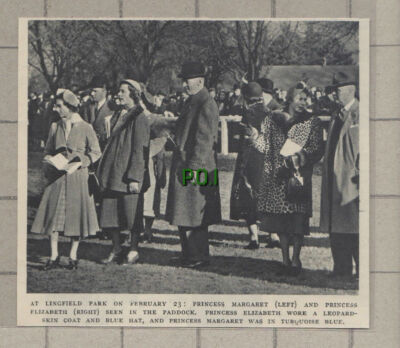 C907) Lingfield Park Princess Margaret & Elizabeth -1951 Cutting