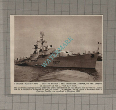 C3198) French Warship Destroyer SURCOUF At Greenwich - 1955 Clip