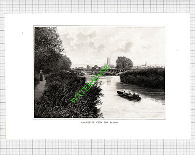 Gloucester From River Severn - c.1930s Cutting / Print