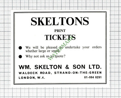 Skeltons Print Tickets William Skelton & Son Ltd London Advert - 1968 Cutting