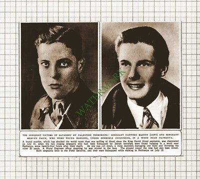 Sergeant Clifford Martin Mervyn Price Nathanya Terrorist Murders - 1947 Cutting