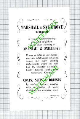 Marshall & Snelgrove HARROGATE Advert - 1959 Cutting