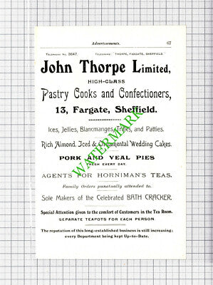 John Thorpe Ltd Pastry Cooks Sheffield Small Advert - 1908 Cutting