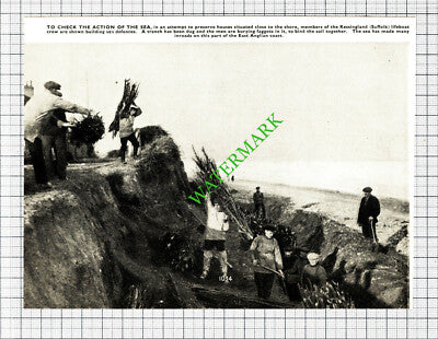 Kessingland Suffolk Lifeboat Crew Coast Erosion - 1930s Cutting