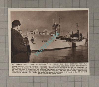 C3596) US Coast Guard Cutter COURIER First Radio Ship - 1952 Clip