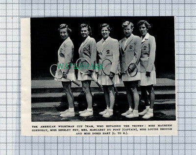 C4337) US Wightman Cup Team Connolly Fry Du Pont Brough Hart 1954 Cutting